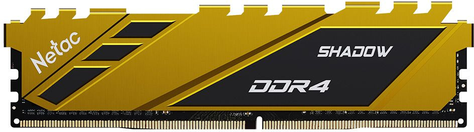 Память DIMM DDR4 16Gb PC21300 2666MHz CL19 Netac Shadow yellow с радиатором (NTSDD4P26SP-16Y)