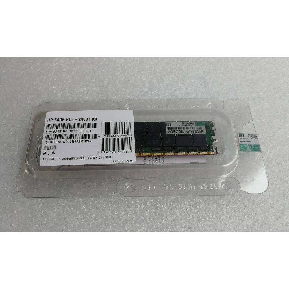 Оперативная память HPE 805358-B21 64G 2400MHz DDR4 LRDIMM 4Rx4 PC4-2400T-L CAS-17 ECC Registered серверная 805358-S21 819413-001 809085-091 805358-B21