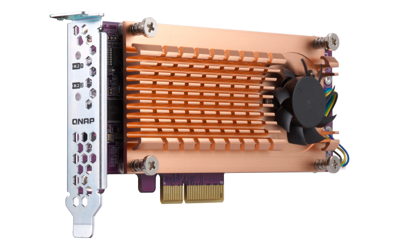 Плата расширения/ QNAP QM2-2S-220A Dual M.2 22110/2280 SATA SSD expansion card (PCIe Gen2 x2), Low-profile bracket pre-loaded, Low-profile flat and Full-height are bundled (shorter version to support