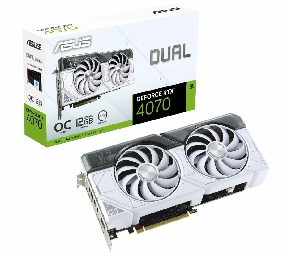Видеокарта Asus RTX4070 DUAL-RTX4070-O12G-WHITE (90YV0IZ4-M0NA00)