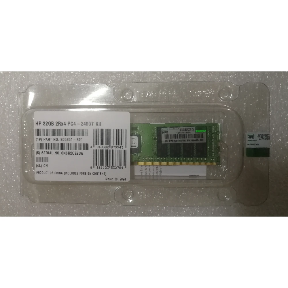 Оперативная память HPE 805351-B21 32G 2400MHz DDR4 RDIMM PC4-19200 2Rx4 CAS-17 ECC Registered серверная 805351-S21 819412-001 809083-091 805351-B21