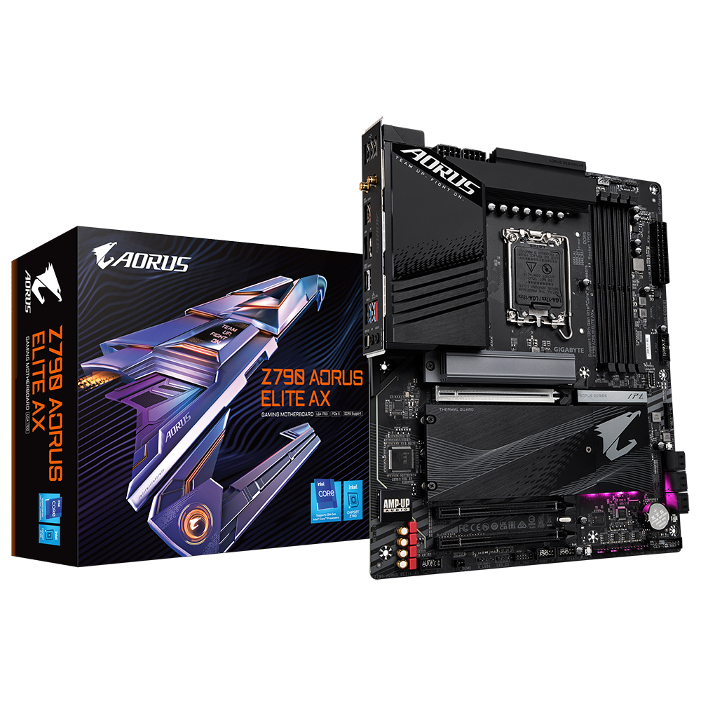 Материнская плата Gigabyte Z790 AORUS ELITE AX (Soc-1700, Z790, 4xDDR5, ATX, 2.5Gg RAID+HDMI+DP)