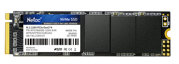 Ssd накопитель Netac SSD N930E Pro PCIe 3 x4 M.2 2280 NVMe 3D NAND 128GB, R/W up to 970/650MB/s, 3y wty (NT01N930E-128G-E4X)