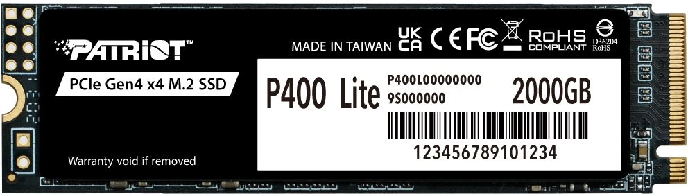 Накопитель SSD Patriot PCIe 4.0 x4 2TB P400LP2KGM28H P400 M.2 2280