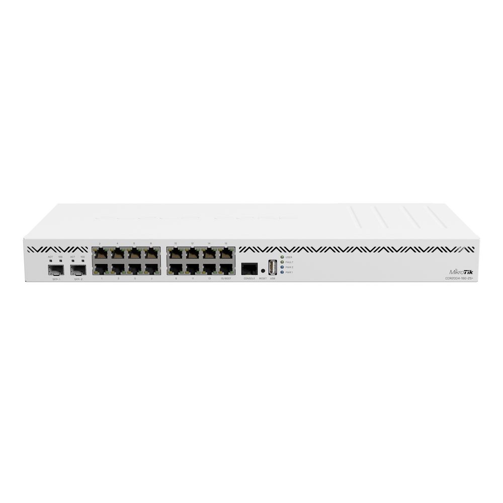 Маршрутизатор MikroTik Cloud Core Router 2004-16G-2S+ with Annapurna Labs Alpine v2 CPU with 4x ARMv8-A Cortex-A57 cores running at 1.7GHz, 4GB of DDR4 RAM, 128MB NAND storage, 16 x Gbit LAN, 2x SFP+ ports, 1U rack (CCR2004-16G-2S+)