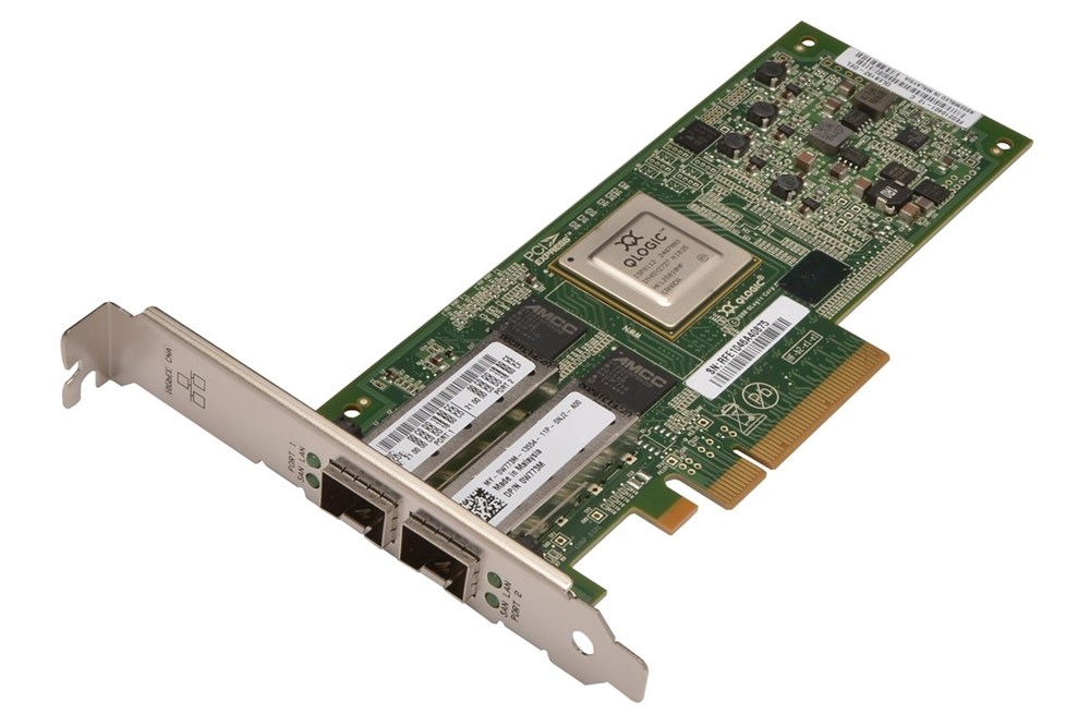 QLE8142-SR-CK Qlogic Dual-port 10GbE-to-PCI Express Converged Network Adapter with SFP+ SR optical modules supporting distances up to 300m