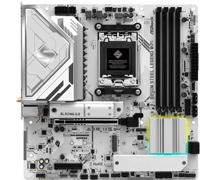 Материнская плата ASROCK B850 PRO-A, AM5, B850, 4*DDR5, 4*SATA, 3*M.2, 4*USB 2.0, 3*USB 3.2, Type-C, 2*PCIx16, 1*M.2 (Key E), HDMI+DP, mATX