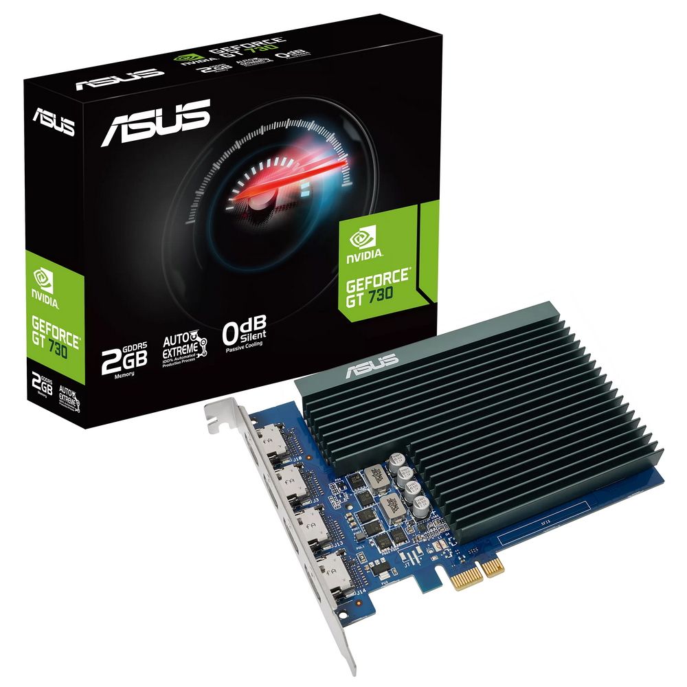 Видеокарта Asus PCI-E GT730-4H-SL-2GD5 NVIDIA GeForce GT 730 2048Mb 128 DDR5 700/1100 DVIx1 HDMIx1 CRTx1 HDCP Ret