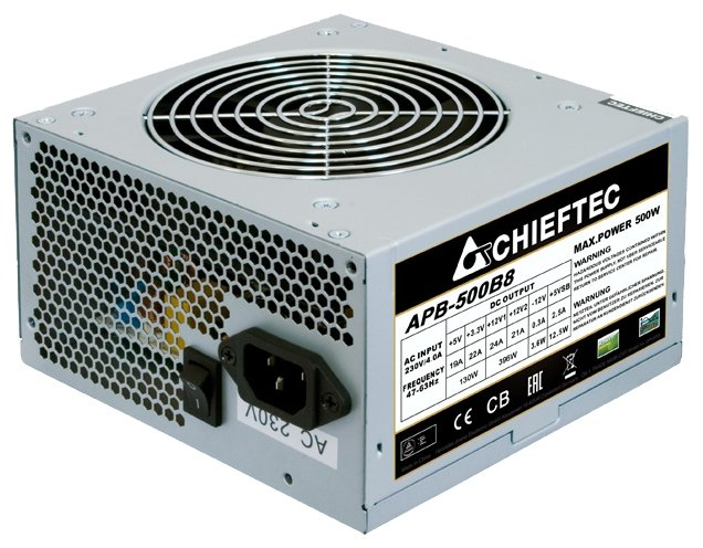 Блок питания Chieftec Value APB-500B8 (ATX 2.3, 500W, Active PFC, 120mm fan) OEM (APB-500B8)