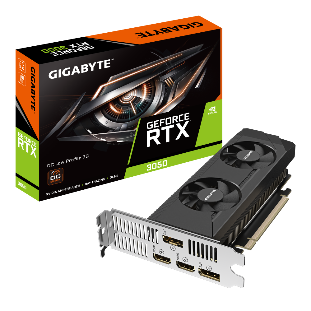 Видеокарта GIGABYTE NVIDIA GeForce RTX 3050 6 Гб GDDR6 96 бит PCI-E 4.0 GV-N3050OC-6GL