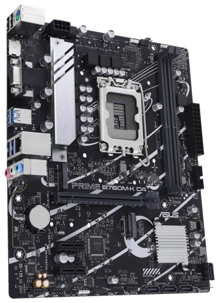 Материнская плата ASUS PRIME B760M-K D4, LGA1700, B760, 2*DDR4, HDMI+VGA, 4xSATA3 + RAID, M2, Audio, Gb LAN, USB 3.2, USB 2.0, mATX; 90MB1DS0-M0EAY0 (PRIME B760M-K D4)