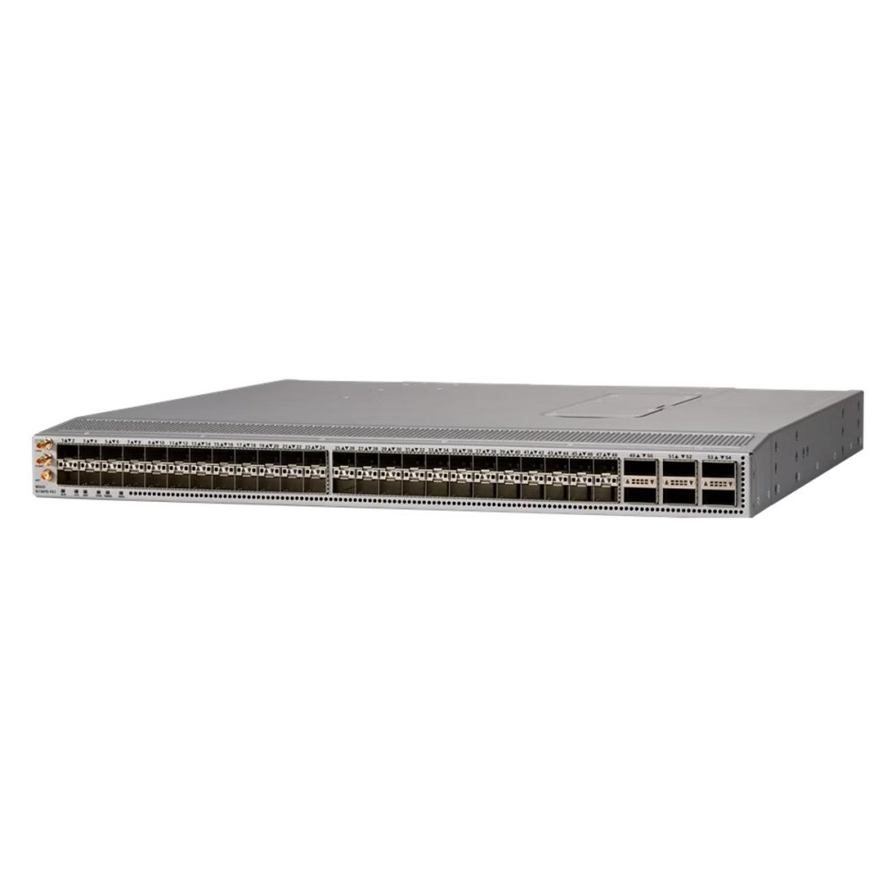 Nexus 9300 Switch with 48x 1/10/25Gb SFP+, 6x 40/100Gb QSFP28, 2x 650W PI, 4x FAN 35C PI, 1U Rackmount Rails, Layer 2/3, 6 Core CPU, DRAM 32GB, SSD 128GB