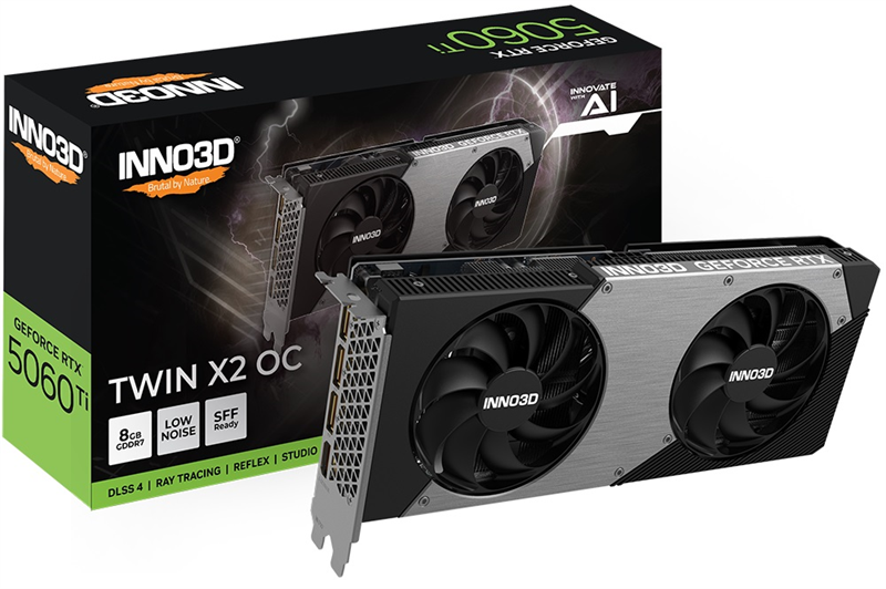 Видеокарта INNO3D RTX 5060 Ti Twin X2 OC RTX5060Ti, HDMI, DP*3, 8G,D7