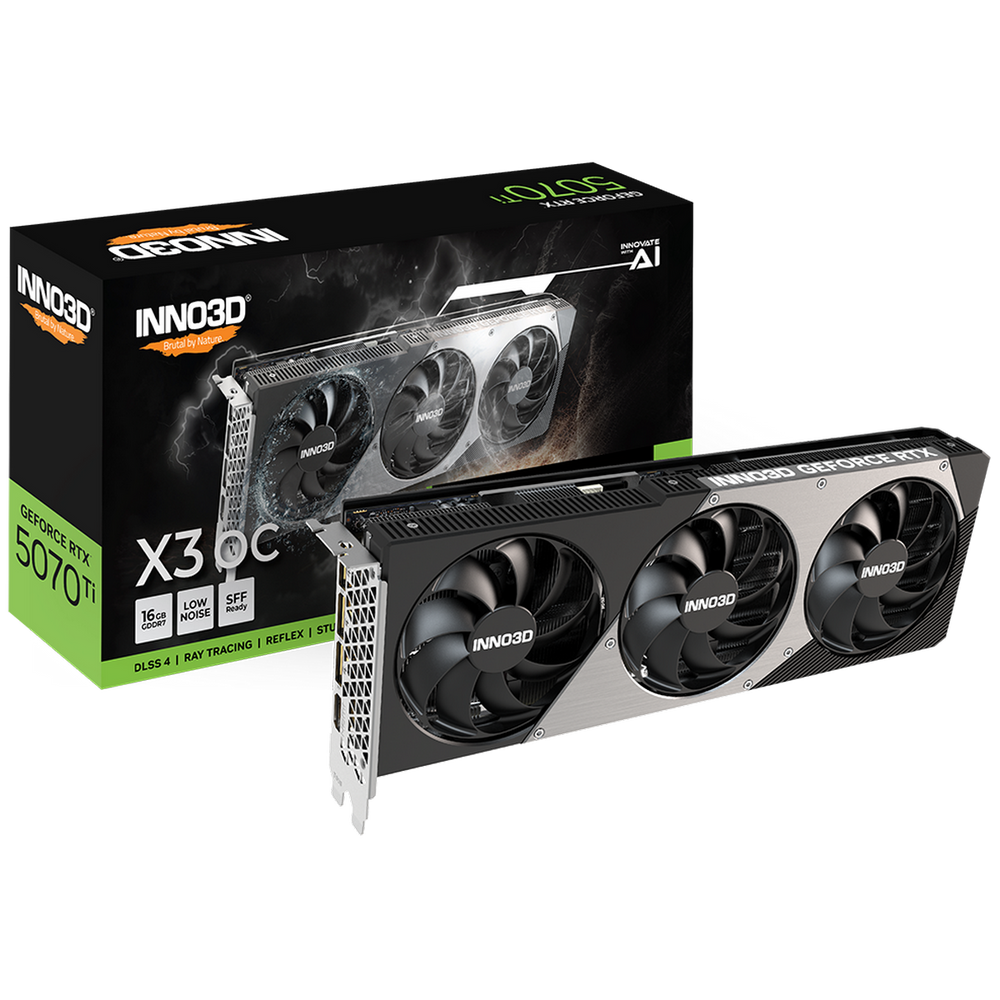 Видеокарта INNO3D RTX5070Ti X3 OC 16GB GDDR7 256bit 3xDP HDMI 3FAN RTL