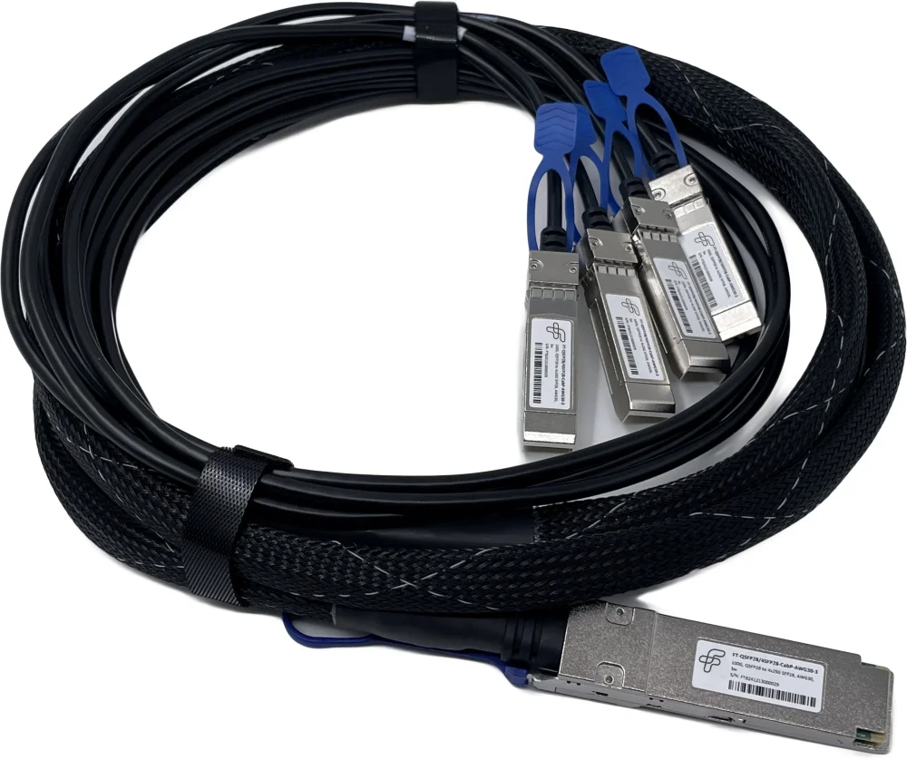 Кабель Future Technologies 100Гбит/с пассив. 3м QSFP28-4xSFP28 (FT-QSFP28/4SFP28-CABP-AWG30-3)