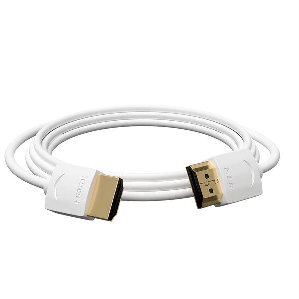 GCR Кабель SLIM 1.0m HDMI 2.0, белый, OD3.8mm, HDR 4:2:2, Ultra HD, 4K 60 fps 60Hz, 3D, AUDIO, 18.0 Гбит/с, 30/30 AWG (GCR-51481)