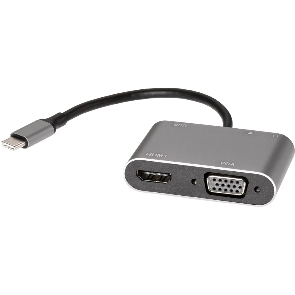 Адаптер USB Type-Cm-->VGA, HDMI 4k*30Hz, USB3.0, PD, Audio, iOpen (Aopen/Qust)<ACU4511> VCOM Адаптер-переходник AOpen/Qust USB 3.1 Type C M/HDMI F/VGA F/USB 3.0 Type A F/Jack 3.5 mm F (ACU4511)