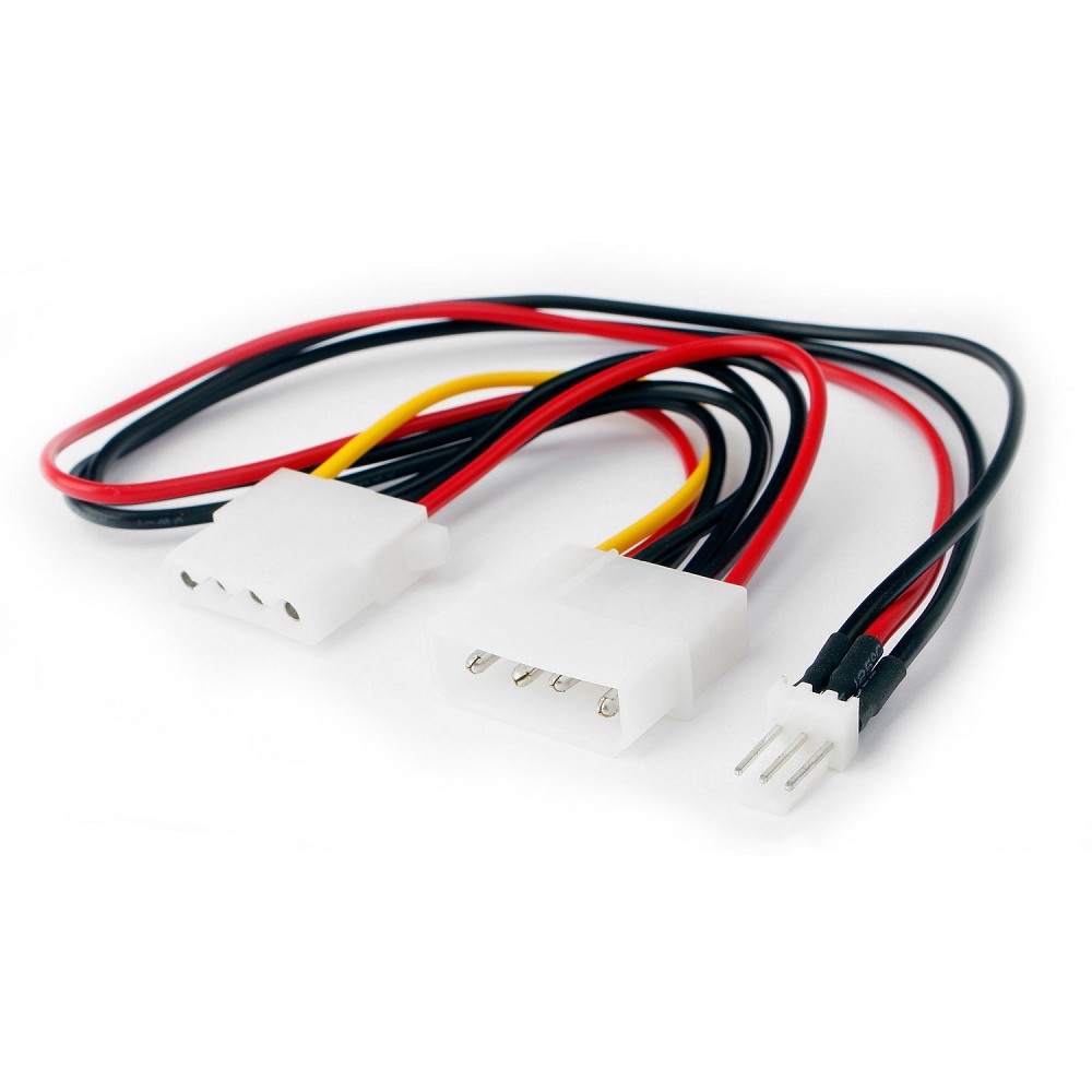 Cablexpert Кабель-разветвитель питания Molex Molex 4pin(M)/Molex 4pin(F)+FAN 3pin,12V,медь,15 см,пак (CC-PSU-5)