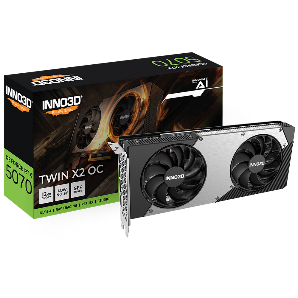 Видеокарта INNO3D RTX5070 TWIN X2 ОС 12GB GDDR7 192bit 3xDP HDMI 2FAN RTL