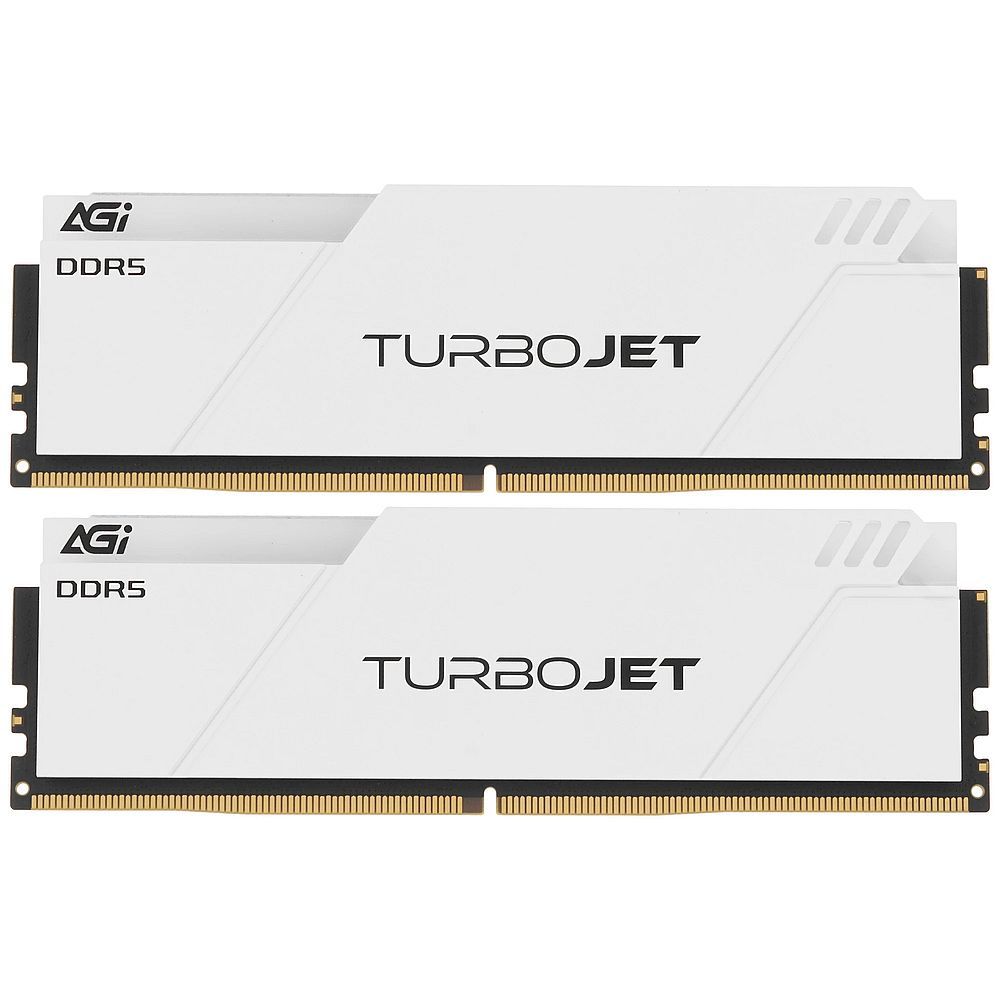 Модуль памяти AGI DDR5 6400MHz CL36 32GB Kit (16GBx2) OC UDIMM +White HEAT SINK –Turbojet+RGB lightbar -Color box