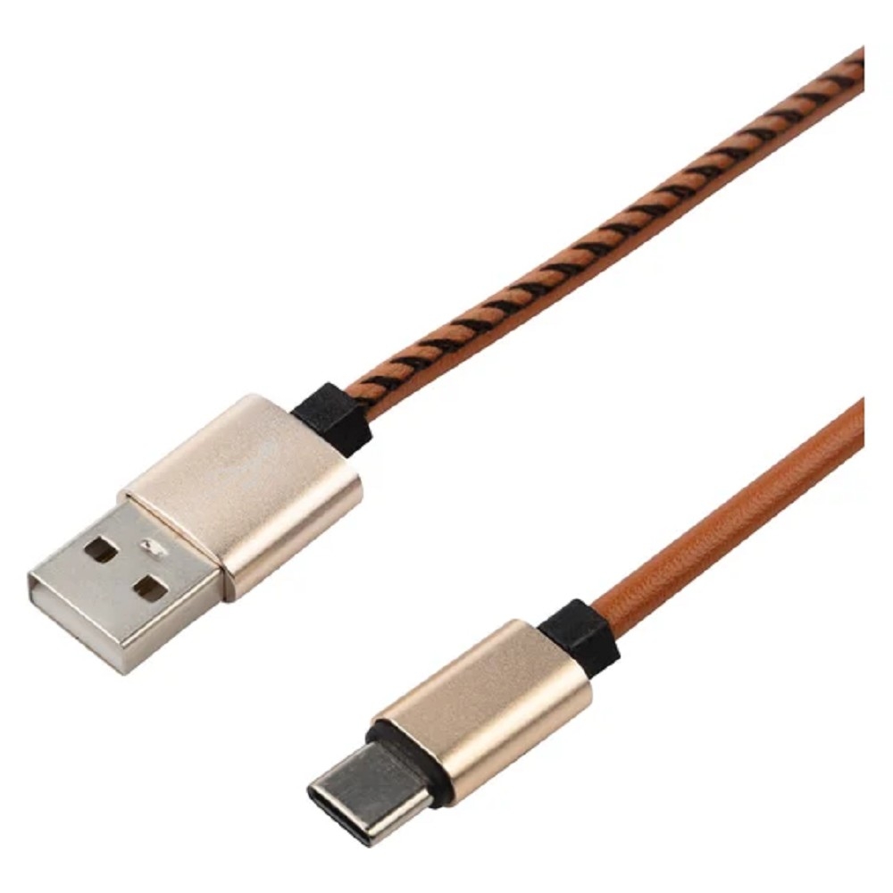 Rexant (18-1897) Кабель USB-A – Type-C, 2,1A, 1м, эко-кожа, коричневый