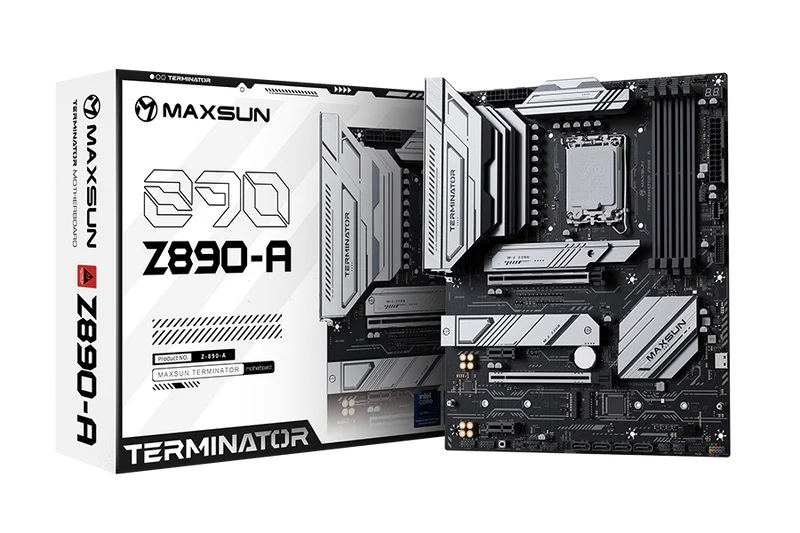 Материнская плата MAXSUN MS-Terminator Z890-A, LGA1851, Z890, 4*DDR5, 4*SATA3, 4*M.2, USB 3.2, USB 2.0, Type-C, 4*PCIEx16, HDMI+DP, ATX