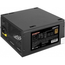 Exegate EX280577RUS-S Блок питания 500W ExeGate 500PPH-S 80+Bronze, ATX, black, APFC, 12cm, 24p, (4+4)p, 5*SATA, 3*IDE с защитой от выдергивания
