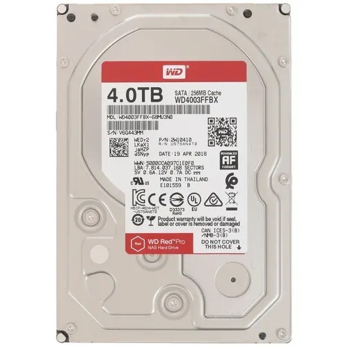 4TB WD Red Pro (WD4003FFBX) {Serial ATA III, 7200- rpm, 256Mb, 3.5"}