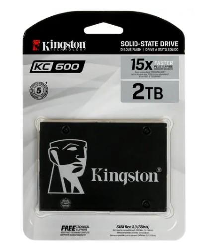 Твердотельный диск 2TB Kingston KC600, 2.5", SATA III, [R/W - 550/520 MB/s] 1200 TBW