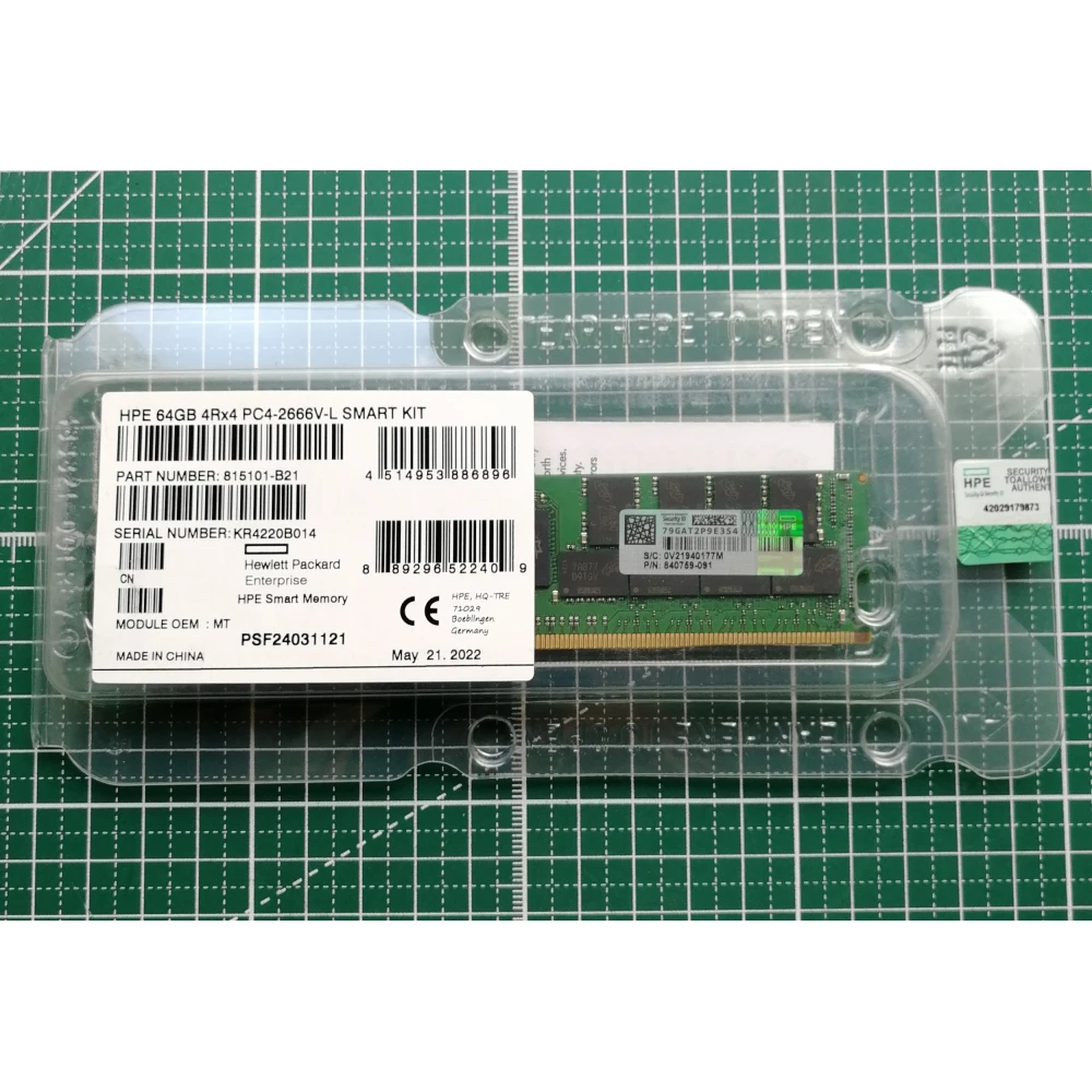 Оперативная память HP 815101-B21 64G 2666MHz DDR4 LRDIMM серверная 850882-001, 840759-091 Quad Rank x4 PC4-21300 CAS-19