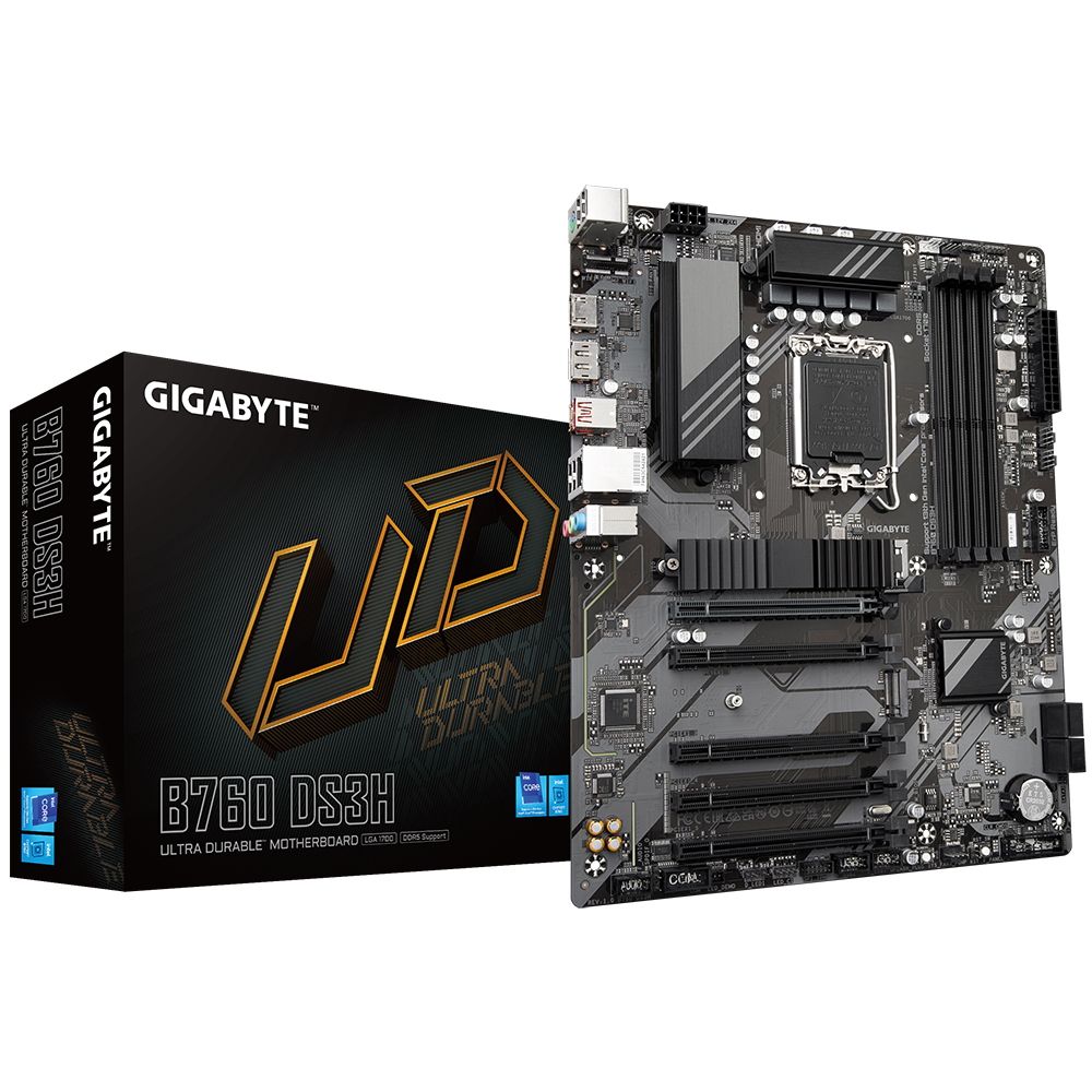 Материнская плата GIGABYTE B760 DS3H, LGA1700, B760, 4*DDR5, DP+HDMI, 4 SATA 6 Гб/с, M2, Audio, Gb LAN, USB 3.2, USB 2.0, Type-C, COM*1 port, ATX (B760 DS3H)