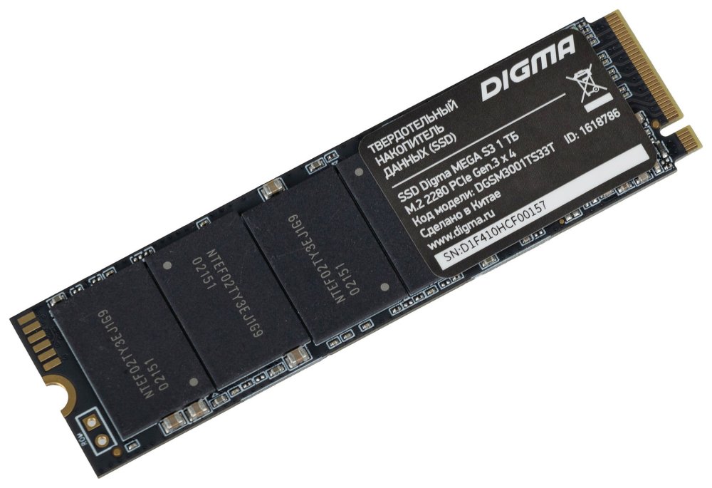 Накопитель SSD Digma PCI-E x4 1Tb DGSM3001TS33T Mega S3 M.2 2280