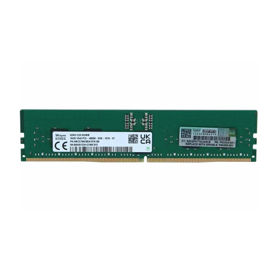 Оперативная память HPE 16GB (1X16GB) SINGLE RANK X8 DDR5-4800 CAS-40-39-39 EC8 REGISTERED SMART MEMORY KIT [P43322-B21]