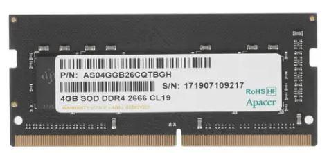 Модуль памяти для ноутбука SODIMM 4GB PC21300 DDR4 SO4 ES.04G2V.KNH APACER