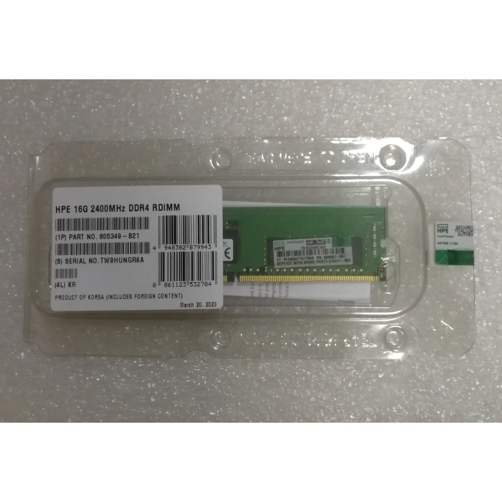 Оперативная память HP 805349-B21 16G 2400MHz DDR4 RDIMM серверная 819411-001, 809082-091 Single Rank x4 PC4-19200 CAS-17