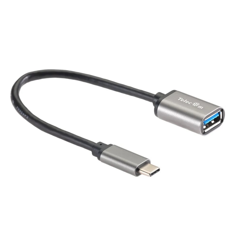 Telecom TC409M Кабель-адаптер Type-Cm --> USB 3.0 Af , OTG, 1,5A , 5,0Gbps , Alum grey 0,2m Telecom (TC409M) [6926123467206]
