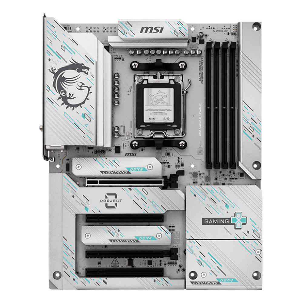 Материнская плата MSI B850 GAMING PLUS WIFI PZ B850, AM5, 4*DDR5, 4*PCIEx16, 3*M.2, 3*TypeC, 1*USB3.2Gen2, 5*USB3.2Gen1, 8*USB2.0, 4*SATA3.0, 5G, DP, ATX, RTL