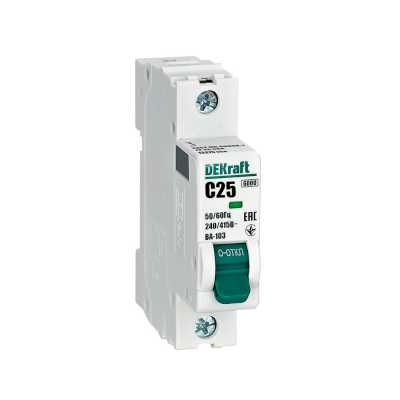 Автоматический выключатель DEKraft ВА-103 1P (C) 6kA 25 A 12275DEK