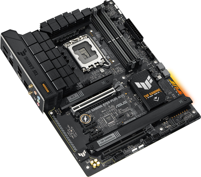 Материнская плата ASUS TUF GAMING B760-PLUS WIFI, LGA1700, B760, 2*DDR5, HDMI+DP, 4xSATA3 + RAID, M2, Audio, Gb LAN, USB 3.2, USB 2.0, ATX; 90MB1ER0-M0EAY0 (TUF GAMING B760-PLUS WIFI)