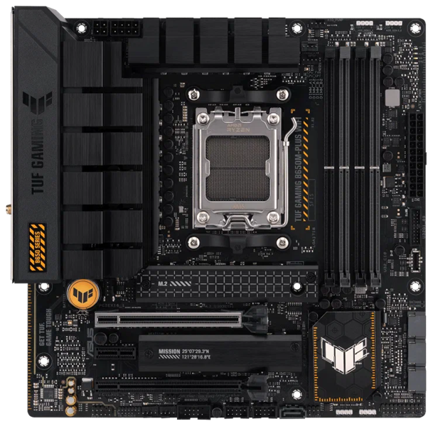 Материнская плата ASUS TUF GAMING B650M-PLUS WIFI, Socket AM5, B650, 4*DDR5, HDMI+DP, 4xSATA3 + RAID, M2, Audio, Gb LAN, USB 3.2, USB 2.0, mATX; 90MB1BF0-M0EAY0 (TUF GAMING B650M-PLUS WIFI)
