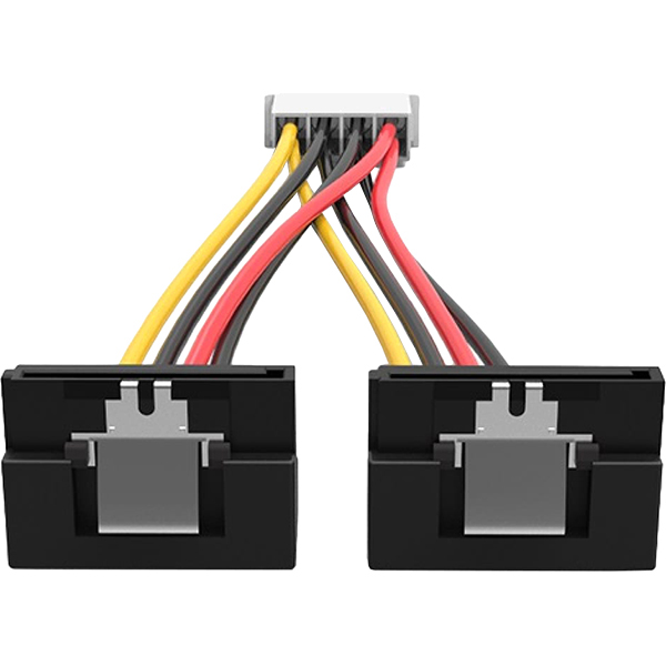 Кабель-переходник питания Vention MOLEX 4pin M / 2 x SATA 15pin F угол 90 - 0.15м Кабель-переходник Vention Molex 4M/SATA 15F x 2 угол 90 (KDCBB)