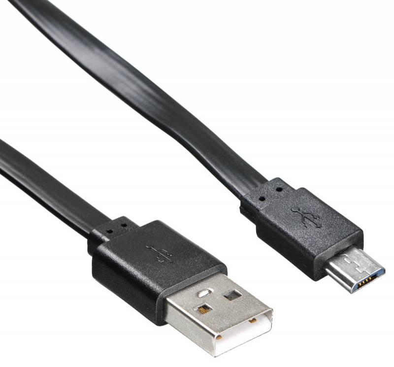 Кабель Buro BHP MICROUSB 1M FLAT USB (m)-micro USB (m) 1м черный плоский