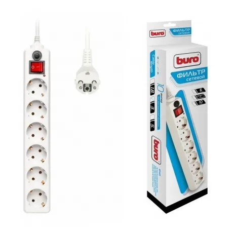 Сетевой фильтр Buro 600SH-3-W 3м (6 розеток) белый в Санкт-Петербурге