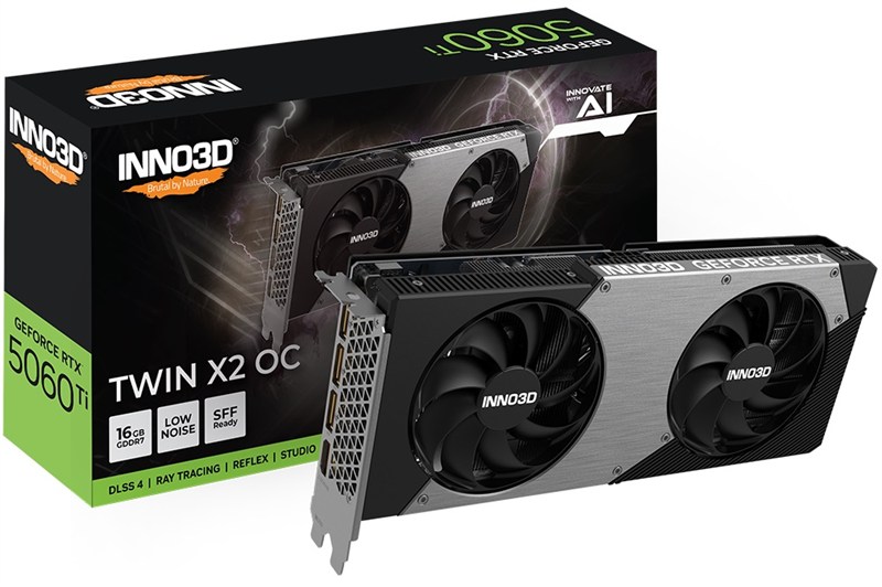 Видеокарта INNO3D RTX 5060 Ti Twin X2 OC RTX5060Ti, HDMI, DP*3, 16G,D7