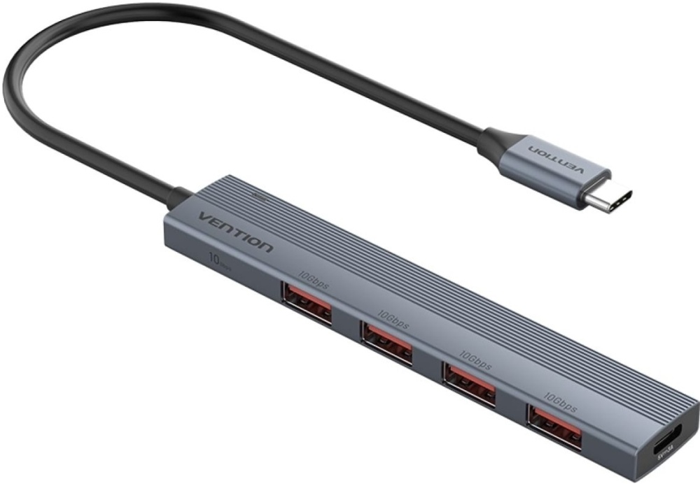 Концентратор Vention OTG USB 3.2 Gen 2 Type-C на 4 USB порта + USB-C PD Серый - 0.15м. Vention CKHHB