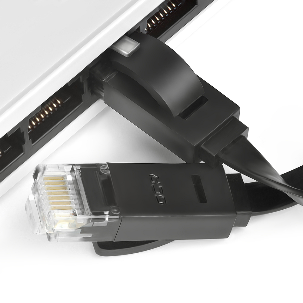 GCR Патч-корд 5.0m, кат.6, PROF, плоский,прямой, UTP, медь, черный, 30 AWG, ethernet high speed 10 Гбит/с, RJ45, T568B (GCR-LNC616-5.0m)