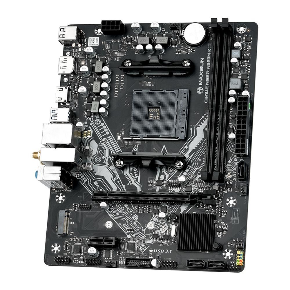 Материнская плата Maxsun MS-Challenger A520M-K WIFI B550, AM4, 2*DDR4, 1*PCIEx16, 1*PCIEx1, 2*M.2, 4*USB3.2Gen1, 6*USB2.0, 3*SATA3.0, 1G, VGA, HDMI, M-ATX, RTL