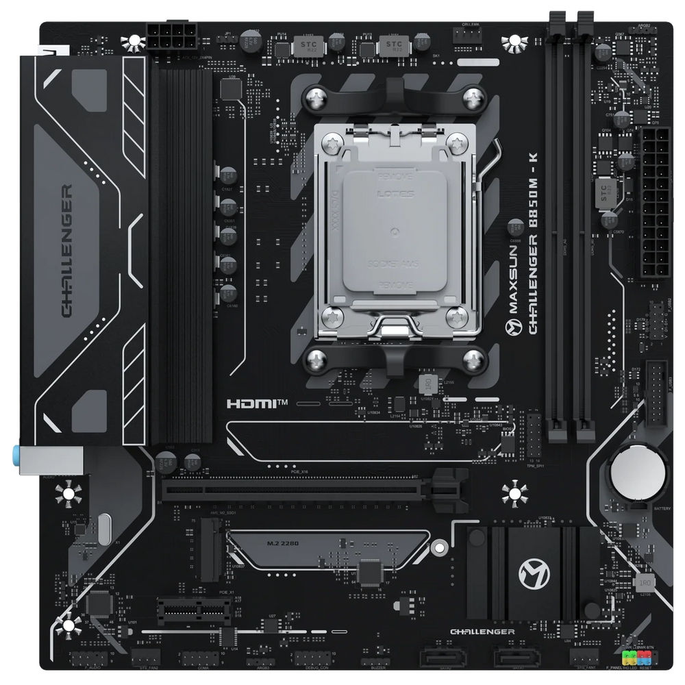 Материнская плата Maxsun MS-Challenger B850M-K B850, AM5, 2*DDR5, 1*PCIEx16, 1*PCIEx1, 1*M.2, 6*USB3.2Gen1, 4*USB2.0, 2*SATA3.0, 1G, HDMI, M-ATX, RTL