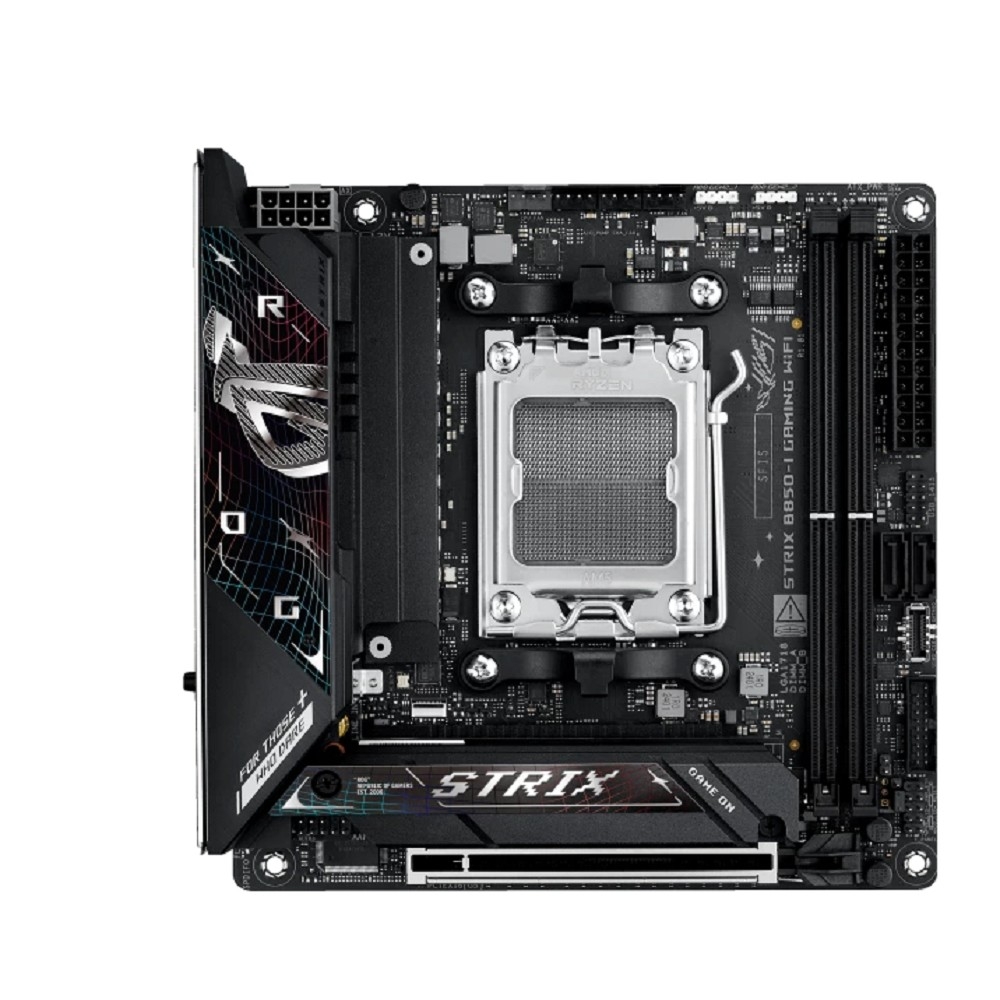 ASUS ROG STRIX B850-I GAMING WIFI (Socket AM5, mITX, 2xDDR5(128GB), HDMI 2.1/USB 10Gbps, 1xPCIe 5.0x16/1xLAN (2.5GbE), Wi-Fi 7, 2xSATA 6Gb/s, 2xM.2, 2xType-C, 4xUSB 3.2, 2xUSB 2.0)