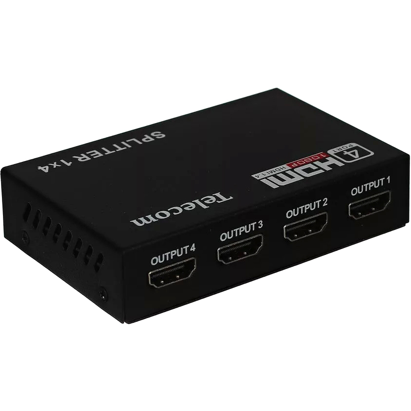 Разветвитель HDMI 1=>4 , каскадируемый , 1.4v+3D Telecom <TTS5020> VCOM Разветвитель Telecom HDMI F/4 x HDMI F (TTS5020)